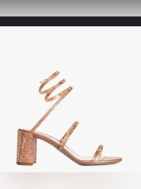 Rene Caovilla 65mm Cleo Snake Block Heel - Rose gold
